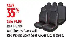 Canadian Tire AutoTrends AutoTrends Black with Red Piping Sport Seat Cover Kit offer