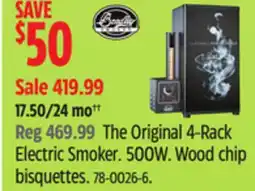 Canadian Tire Bradley The Original 4-Rack Electric Smoker. 500W. Wood chip bisquettes offer