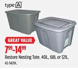 Canadian Tire type A Restore Nesting Tote 40L offer