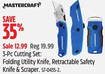 Canadian Tire Mastercraft 3 Piece Cutting Set Folding & Retractable Utility Knife and Scraper offer