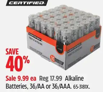 Canadian Tire Certified Alkaline Batteries offer