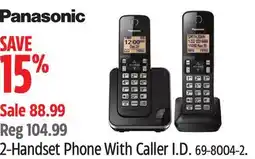 Canadian Tire Panasonic 2-Handset Phone With Caller I.D offer