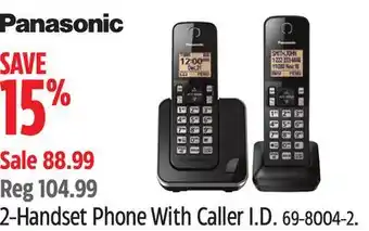 Canadian Tire Panasonic 2-Handset Phone With Caller I.D offer