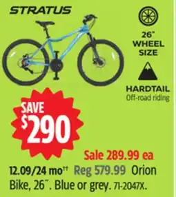 Canadian Tire Stratus Orion Bike, 26˝ Blue or grey offer