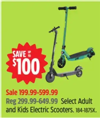 Canadian Tire Select Adult and Kids Electric Scooters offer