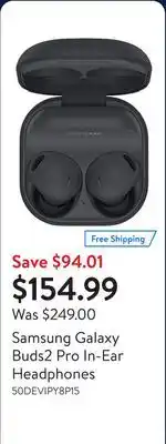 Walmart Samsung Galaxy Buds2 Pro In-Ear Headphones offer