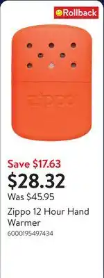 Walmart Zippo 12 Hour Hand Warmer offer