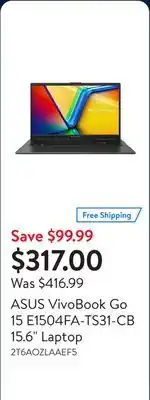 Walmart ASUS VivoBook Go 15 E1504FA-TS31-CB 15.6 Laptop offer