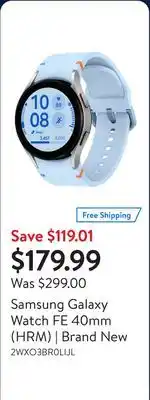 Walmart Samsung Galaxy Watch FE 40mm (HRM) | Brand New offer