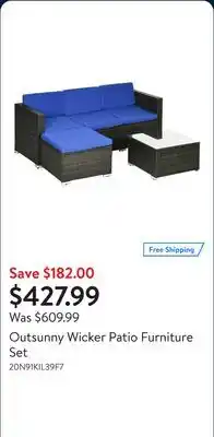 Walmart Outsunny Wicker Patio Furniture Set offer