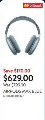 Walmart AIRPODS MAX BLUE offer