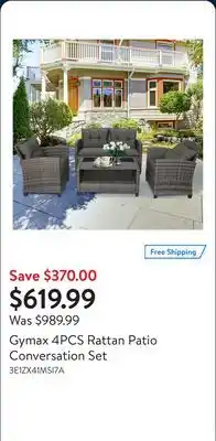 Walmart Gymax 4PCS Rattan Patio Conversation Set offer