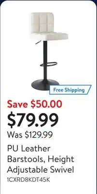 Walmart PU Leather Barstools, Height Adjustable Swivel offer