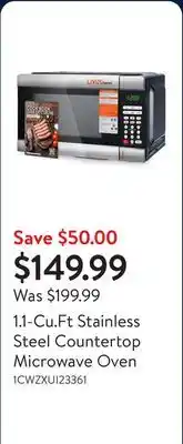 Walmart 1.1-Cu.Ft Stainless Steel Countertop Microwave Oven offer