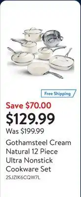 Walmart Gothamsteel Cream Natural 12 Piece Ultra Nonstick Cookware Set offer