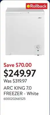 Walmart ARC KING 7.0 FREEZER - White offer