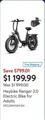 Walmart Heybike Ranger 2.0 Electric Bike for Adults offer