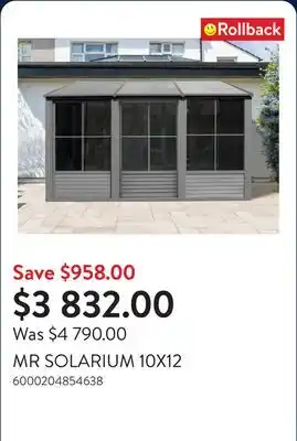 Walmart MR SOLARIUM 10X12 offer