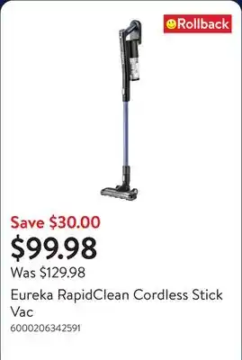 Walmart Eureka RapidClean Cordless Stick Vac offer