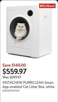 Walmart INSTACHEW PURRCLEAN Smart App-enabled Cat Litter Box, white offer