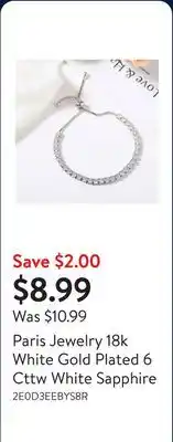 Walmart Paris Jewelry 18k White Gold Plated 6 Cttw White Sapphire offer