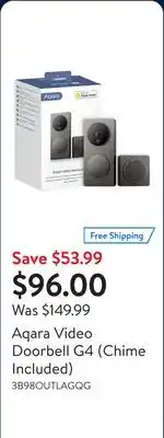 Walmart Aqara Video Doorbell G4 (Chime Included) offer