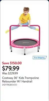 Walmart Costway 36 Kids Trampoline Rebounder W/ Handrail offer