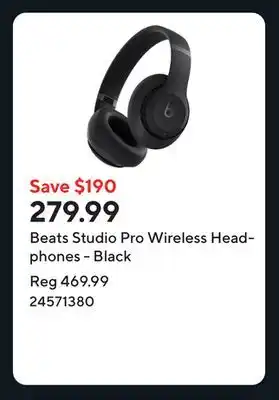 Staples Beats Studio Pro Wireless Headphones - Black offer