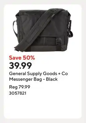 Staples General Supply Goods + Co Messenger Bag - Black offer