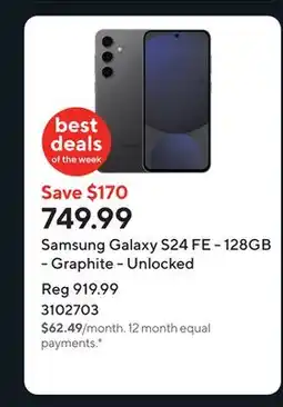 Staples Samsung Galaxy S24 FE - 128GB - Graphite - Unlocked offer