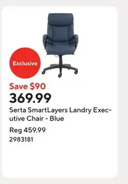 Staples Serta SmartLayers Landry Executive Chair - Blue offer