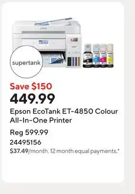 Staples Epson EcoTank ET-4850 Colour All-In-One Printer offer