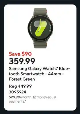 Staples Samsung Galaxy Watch7 Bluetooth Smartwatch - 44mm - Forest Green offer