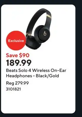 Staples Beats Solo 4 Wireless On-Ear Headphones - Black/Gold offer