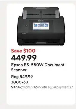 Staples Epson ES-580W Document Scanner offer