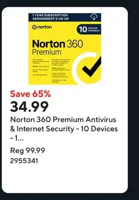 Staples Norton 360 Premium Antivirus & Internet Security - 10 Devices - 1 Year Subscription offer