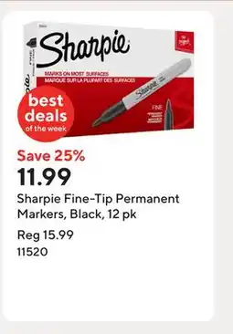 Staples Sharpie Fine-Tip Permanent Markers, Black, 12 pk offer