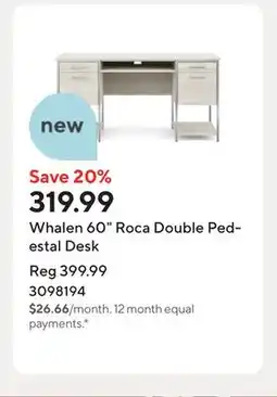 Staples Whalen 60 Roca Double Pedestal Desk offer