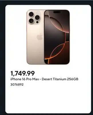 Staples iPhone 16 Pro Max - Desert Titanium 256GB offer