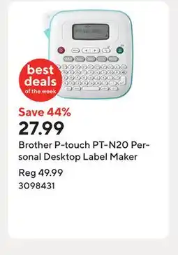 Staples Brother P-touch PT-N20 Personal Desktop Label Maker offer