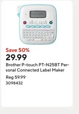 Staples Brother P-touch PT-N25BT Personal Connected Label Maker offer