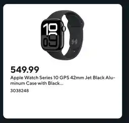 Staples Apple Watch Series 10 GPS 42mm Jet Black Aluminum Case with Black Sport Band - S/M offer