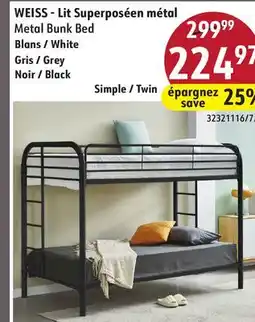 Sushi Shop WEISS Metal Twin Bunk Bed offer