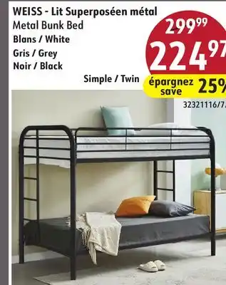 Sushi Shop WEISS Metal Twin Bunk Bed offer