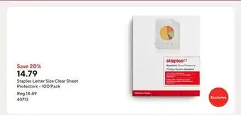 Staples Staples Letter Size Clear Sheet Protectors - 100 Pack offer