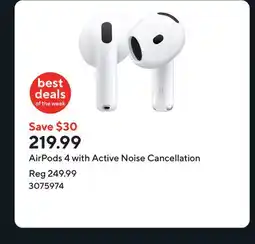 Staples AirPods 4 with Active Noise Cancellation offer