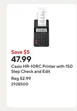 Staples Casio HR-10RC Printer with 150 Step Check and Edit offer