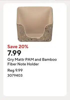 Staples Gry Mattr PAM and Bamboo Fiber Note Holder offer