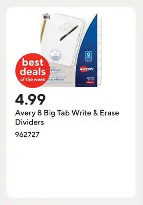 Staples Avery 8 Big Tab Write & Erase Dividers offer