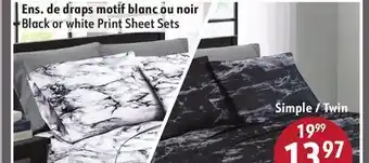 Hart Twin Black or white Print Sheet Sets offer